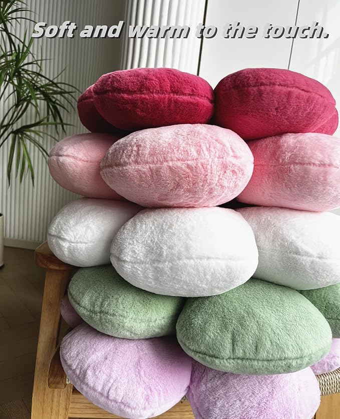 Purple Flower Pillow，23.62In Floor Pillow Cushion Daisy Flower Shaped Throw Pillow Cute Seating Cushion Home Decorative Pillows for Sofa Couch Bed