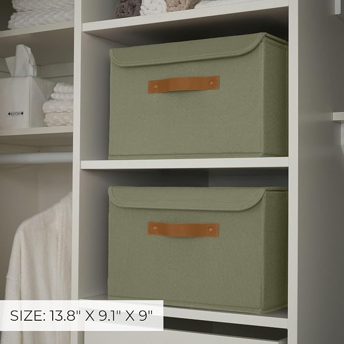 ZICOTO Decorative Linen Storage Boxes with Lids - Large Set of 2 Organizer Bins for Your Home Decor - The Perfect Container to Safely Store Photos, Documents and Memory Box Keepsakes in Style - Image 2