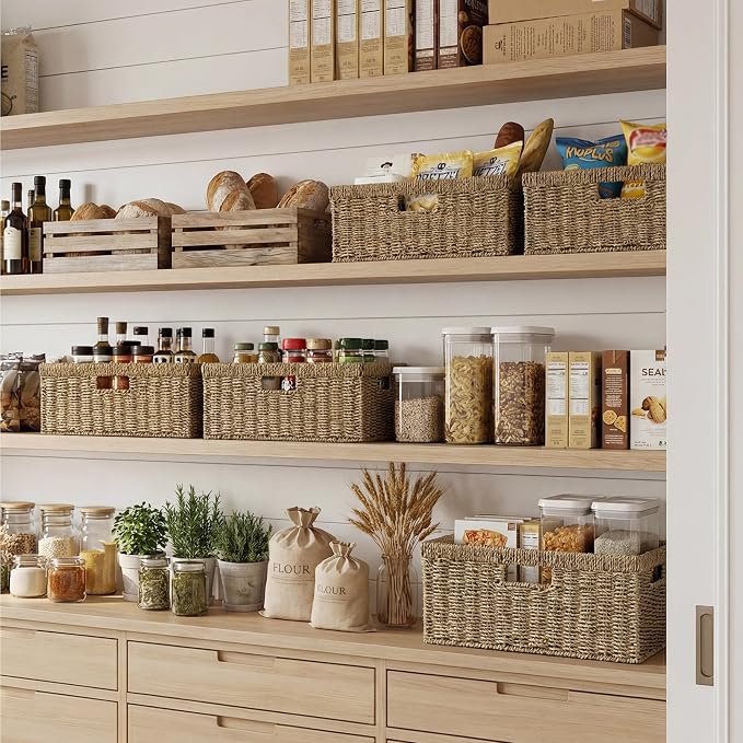 StorageWorks Extra Large Wicker Baskets for Organizing, Seagrass Storage Basket with Built-in Handles, 1 Pack - Image 2