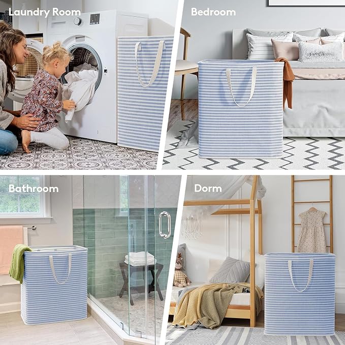 Lifewit 1 Pack Laundry Basket 100L Each, Collapsible Clothes Hamper with Reinforced Handles, Freestanding Waterproof Design for Bedroom and Laundry Room, Blue 100L Total - Image 7