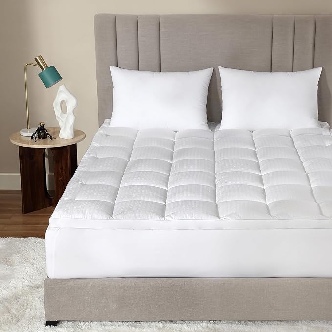 CirclesHome Hotel Collection Twin Size Hybrid Mattress Protector & Pad - Extra Padded, Thick, Plush, & Fitted Mattress Topper for Bed - Comfortable Pillow Top Mattress Cover