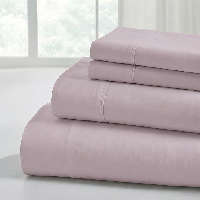 Modern Threads Soft Microfiber Solid Sheets - Luxurious Microfiber Bed Sheets - Includes Flat Sheet, Fitted Sheet with Deep Pockets, & Pillowcases Dusty Mauve Twin