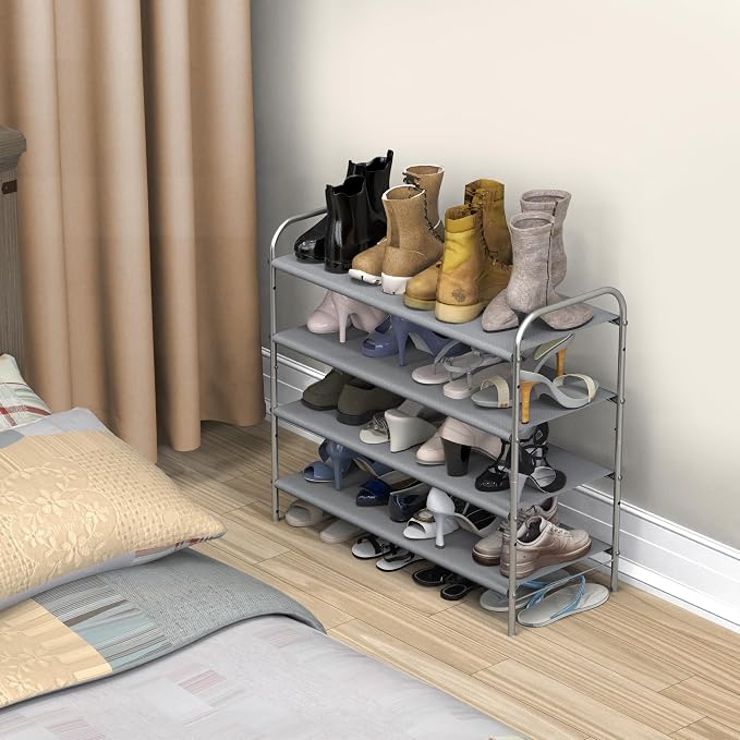 Simple Houseware 4-Tier Shoe Rack Storage Organizer 20-Pair, Grey - Image 7