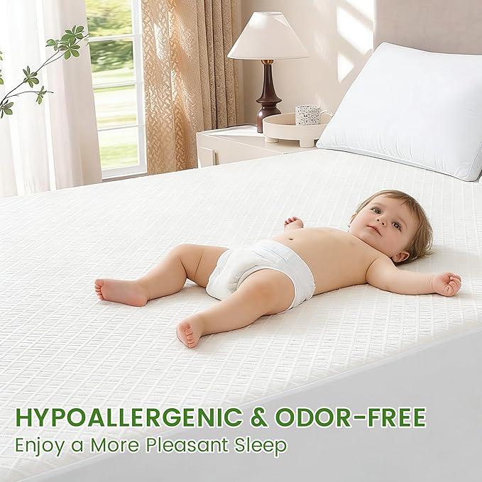 KUUP Waterproof Queen Mattress Protector- Hypoallergenic Odor-Free Rayon Derived from Bamboo, Breathable Cooling 3D Air Noiseless Mattress Cover Fits 11" Deep Pockets