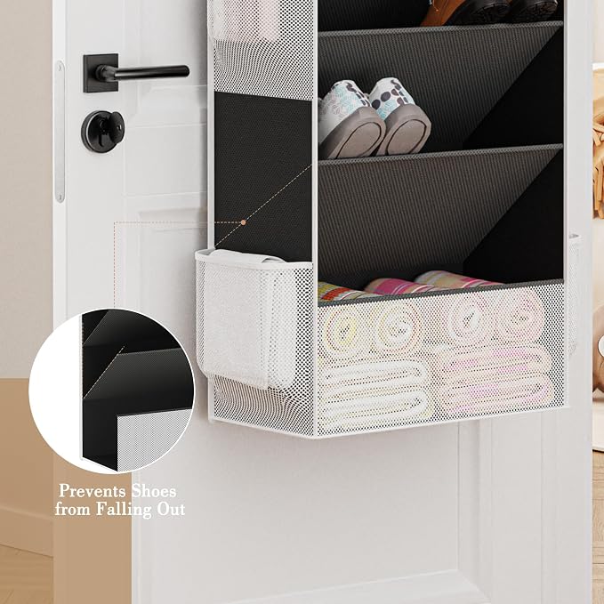 Criusia Shoe Organizer, Over the Door Shoe Organizer for Closet, Hanging Closet Shoe Storage with Large Deep Pockets, Holds Sneakers, Sandals, Boots, Fits 16–24 Pairs, Black - Image 6