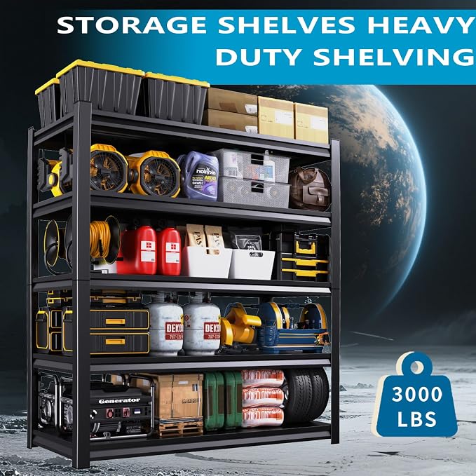 Garage Storage Shelves 5-Tier,Garage Storage System Shelves Adjustable,Storage Shelving for Basement,Pantry,Kitchen,Warehouse (1, 72''H x 36''W x 16''D) - Image 3