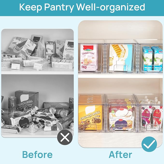 Vtopmart 2Pack Large Stackable Kitchen Pantry Storage Drawers, Clear Organizer Bins with Handles, Acrylic Drawer Organizers for Kitchen Pantry, Bathroom Undersink, Cabinet Organization and Storage - Image 5
