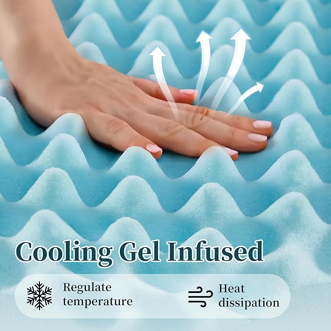 4 Inch TwinXL Mattress Topper, Memory Foam Mattress Topper Twin XL Size with Cooling Gel Egg Crate Matress Toppers, Breathable, CertiPUR-US Certified Dorm Essentials for College, RV,Apartment