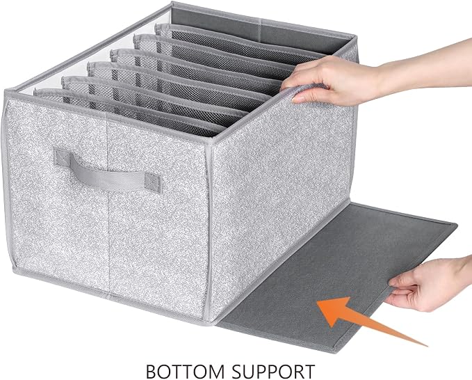 Zilink Upgraded Wardrobe Clothes Organizer with Support Board Clear Pants Organizer for Closet with 7 Grids Storage Bin with Dividers for Jean Pant Sweater Legging T-Shirt, 3 Pack - Image 4
