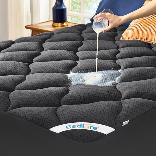BEDLORE Waterproof Full Size Mattress Pad, Quilted Fitted Mattress Topper with Deep Pocket 6"-15", Breathable & Noiseless Mattress Protector Bed Cover Padded, Machine Washable