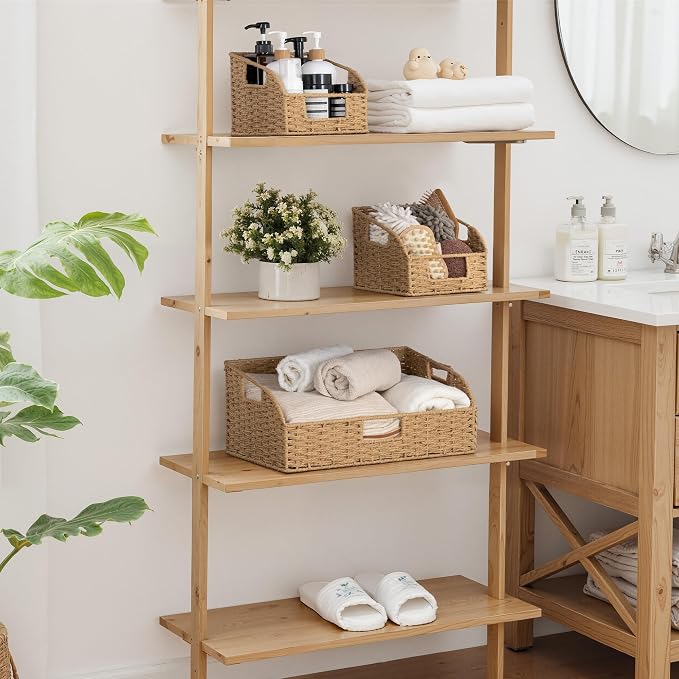 StorageWorks Paper Rope Pantry Storage Baskets, Wicker Baskets with Built-in Handles, Handwoven Shelf Baskets for Organizing, Pantry Organizers and Storage, Natural, 3 Pack - Image 7