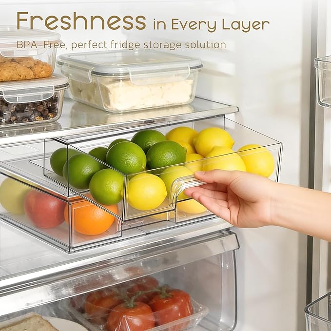Criusia Stackable Storage Drawers, 6 Pack Clear Plastic Makeup & Bathroom Organizer, Versatile Storage Bins for Vanity, Under Sink, Kitchen Cabinets & Pantry - Image 6