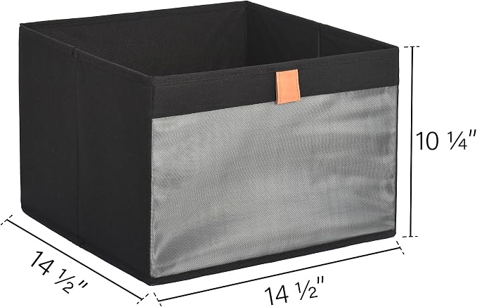 StorageWorks Closet Storage Bins, Extra Large Storage Baskets with Clear Window and Handles, Foldable Fabric Organizer for Clothes, Shelves, Black, 3 Pack - Image 3