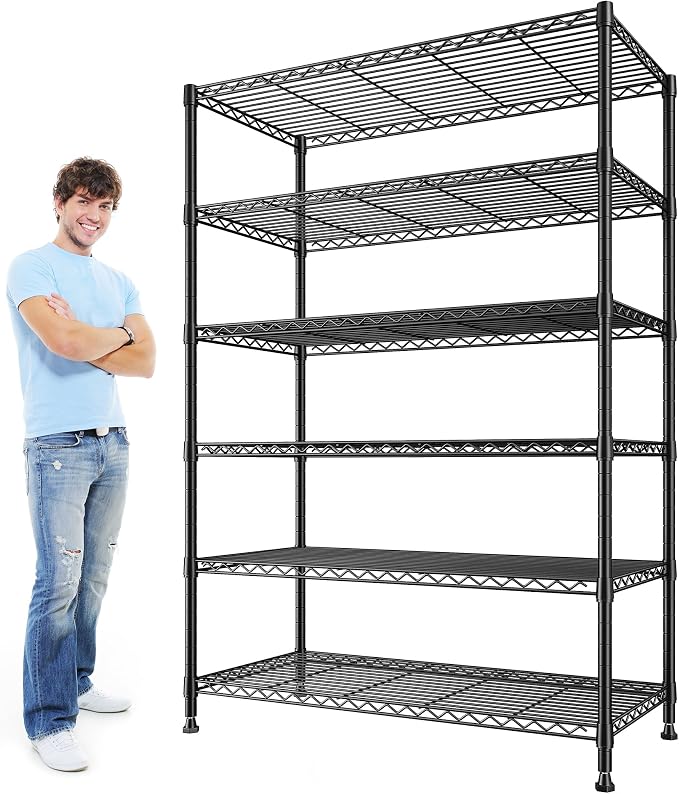 REIBII 75''H Storage Shelves Metal Shelving Unit, 6 Tier Wire Shelving for Pantry Shelves Adjustable 1200LBS Garage Shelving Heavy Duty Storage Rack for Kitchen Garage, 35.4''W*75''H*15.7" D by REIBII