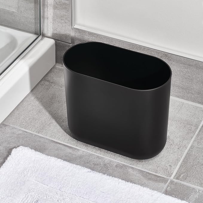 iDesign Small Slim Plastic Bathroom Trash Can, Garbage Can for Bedroom, Office, Desk, Dorm, 2-Pack, Black - Image 7