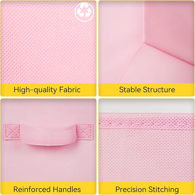 Cupic Cupid 13 Inch Storage Cube, Fabric Cube Storage Bin with Handles, Storage Cube Organizer for Clothes and Toys, Collapsible Cube Bins for Closet, Shelves, Nursery, 6-Pack, Pink Gradient - Image 7