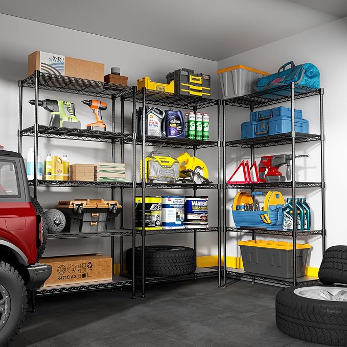 72" H Storage Shelves 5 Tier Wire Shelving with Shelf Liners, Adjustable Metal Garage Shelving, 1325LBS Heavy Duty Commercial Storage Rack for Pantry Kitchen, 35" W x 16" D x 72" H, Black - Image 8
