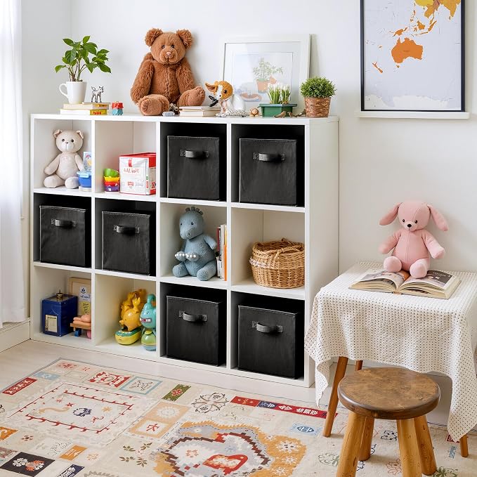 Cupic Cupid 11 Inch Storage Cube, Fabric Cube Storage Bin with Handles, Storage Cube Organizer for Clothes and Toys, Collapsible Cube Bins for Closet, Shelves, Nursery, 6-Pack, Black - Image 7