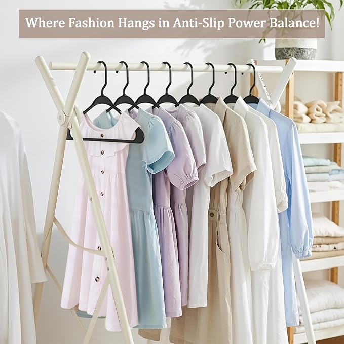 Utopia Home Plastic Hangers 50 Pack, Space-Saving Clothes Hangers with Non-Slip Shoulder Grooves for Strappy Clothes, Ideal for Home Closet Organization and Warddrobe Solutions (Black) - Image 7