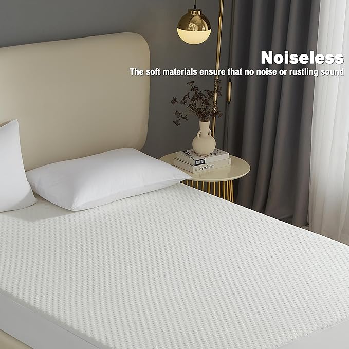 Twin Mattress Protector, 100% Waterproof & Breathable Rayon derived from Bamboo, 3D Air Fabric Cooling Viscose Bed Cover, Noiseless 18-21" Deep Pocket