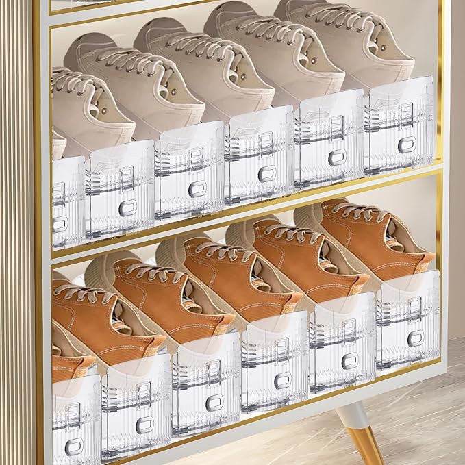 FENRUNXU Shoe Slots Organizer for Closet,30 Pack Shoe Stacker Shoes Rack Organizer for Closet Space Saver Storage Shoe Holder Organization(Transparent) - Image 7