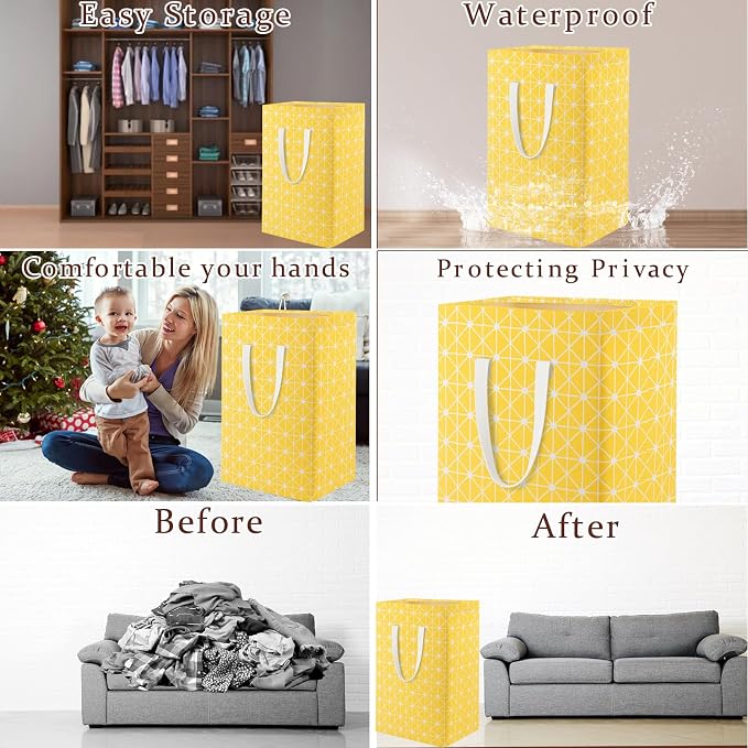 Waterproof Laundry Hamper Collapsible Laundry Basket Extended Cotton Handle Laundry Bag Large Clothes Storage Toy Organization for Bathroom Bedroom Laundryroom College Dorms - Image 3