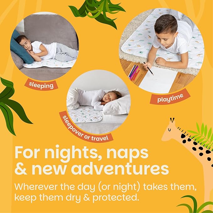 Lynmark® Potty Training Mattress Protector Pee Pads for Kids - Waterproof Toddler Bed Wetting Mat for Toilet Training - Non-Slip Washable Bedwetting Topper Absorbs Up to 2000ml - 35" x 33", Explorer