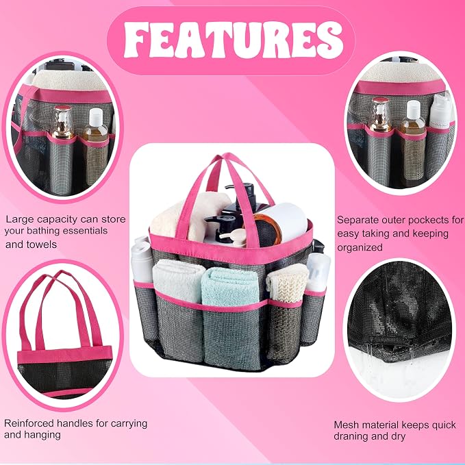 Attmu Mesh Shower Caddy Portable, Quick Dry Hanging Shower Tote Bag for College Dorm Room Essentials, Large Capacity Shower Caddy Dorm for Bathroom Gym Swimming - Image 3