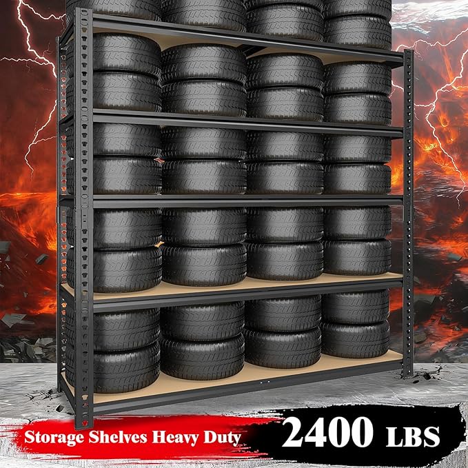 72" H Garage Storage Shelves,Storage Shelves Heavy Duty,2400LBS Metal Shelving Units,Adjustable Garage Shelving Heavy Duty for Garage Storage,Warehouse,16"x35.5"x72 - Image 4