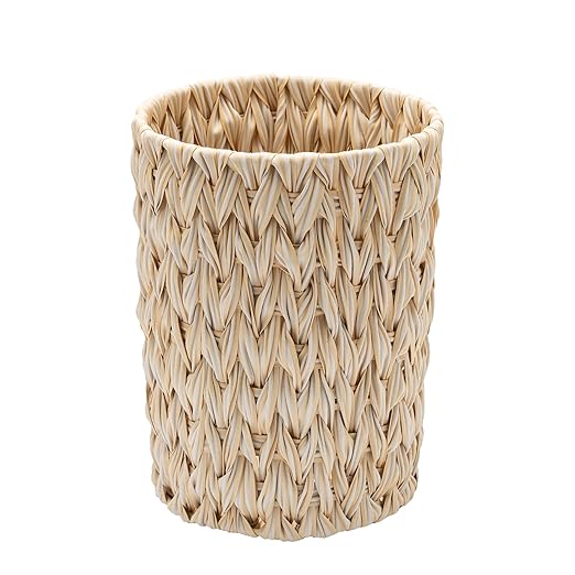 GRANNY SAYS Small Wicker Trash Can, 2 Gallon Bathroom Waste Basket, Small Bathroom Garbage Can, Plastic Trash Basket for Decor, Round Wastebaskets for Office, Bedroom, Cabinet by GRANNYSAYS