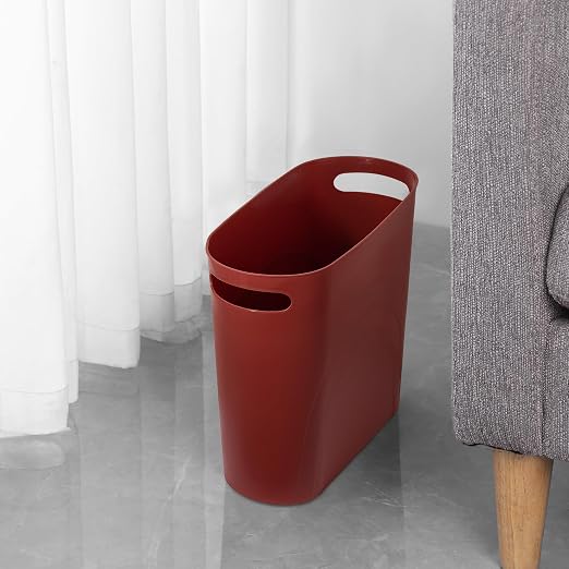 rejomiik Small Trash Can, 3.5 Gallon Slim Garbage Can Plastic Waste Basket with Handles Container Bin for Narrow Spaces Bathroom, Bedroom, Kitchen, Office at Home, Red - Image 5