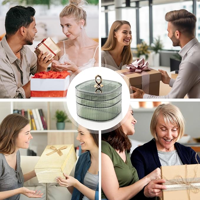 Sunkaioo Earring Organizer,Stackable 3-Layers Clear Jewelry Box with Lid,Stud Earring Organizer for Women Girls,Earring Box Display Holder for Earrings Ring Studs Bracelet Necklace Crafts(Light Green) - Image 7