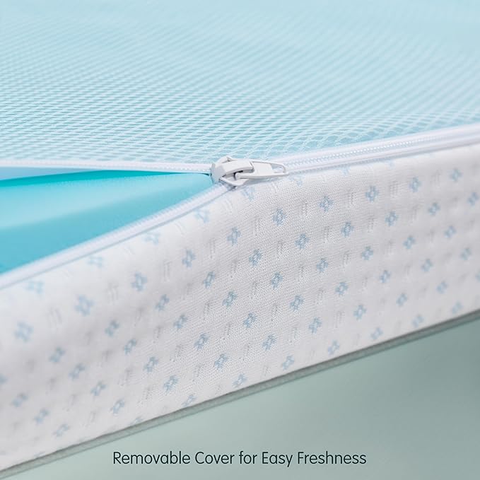 SyMax Memory Foam Mattress Topper, Gel Infused Foam Topper, Breathable Bed Topper with Cover, Pressure Relieving, CertiPUR-US Certified, 4 Inch(White Cover), King Size
