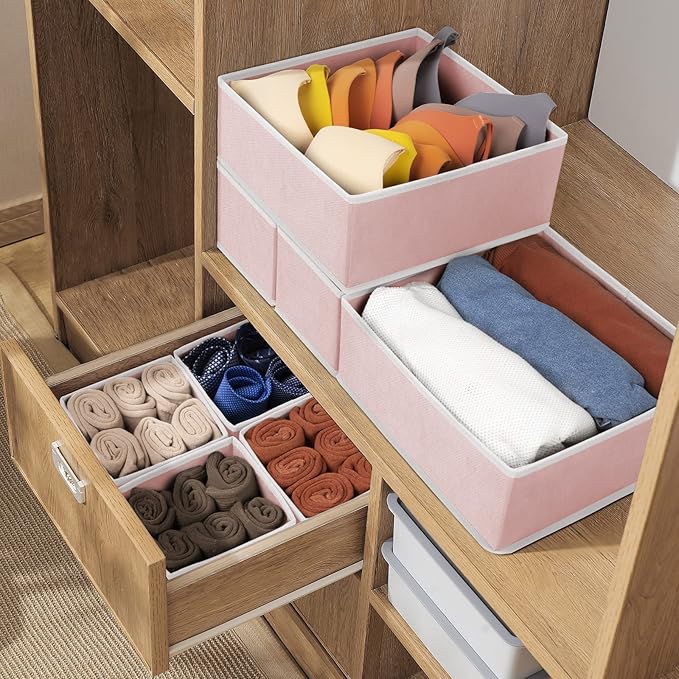 Criusia 8 Pack Underwear Drawer Organizer, Drawer Organizer Clothes, Foldable Cloth Storage Box Closet Dresser Drawer Divider Organizer for Clothes, Scarves - Image 7