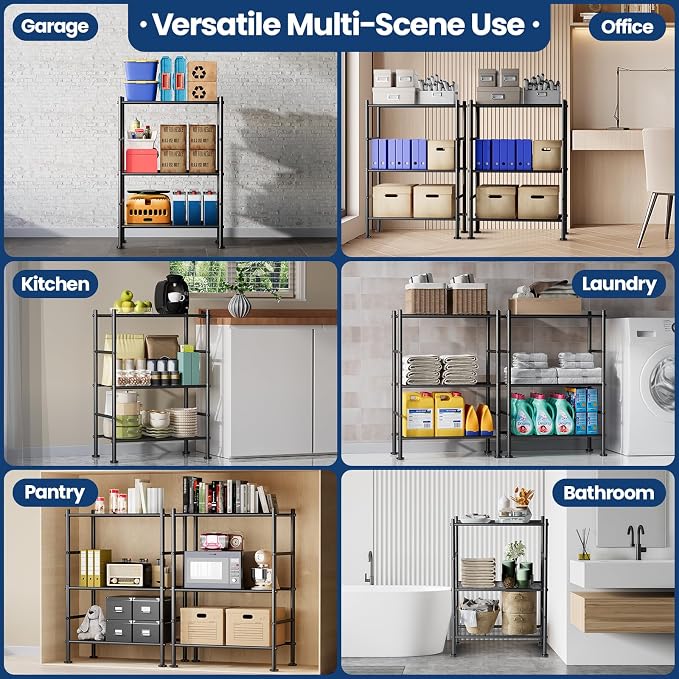 Abiglifty Storage Shelves, 3-Tier Metal Shelving, Wire Shelving with Adjustable Leveling Feet, Shelf Organizer for Bathroom, Closet, Garage - Image 6