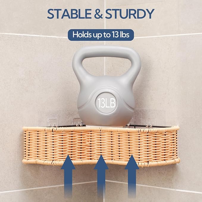 GRANNY SAYS Corner Shower Caddy, 2 Pack Rustproof Corner Shelves, Wicker Shower Organizers and Storage, Inside Shower Shelf for Home Decor - Image 9