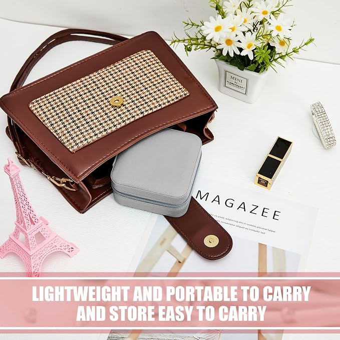 Taiyin Travel Jewelry Case, Bridesmaid Gifts Mini Jewelry Organizer, PU Leather Portable Earring Box for Women Girls - Image 4