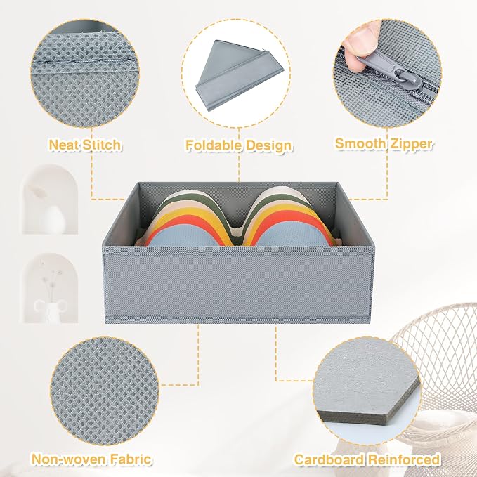 DIMJ Drawer Organizer 15 Pack - Foldable Baby Clothes Storage & Dresser Organizer for Nursery, Bedroom, Closet - Nursery Organization Dresser Dividers for underwear, Sock,Bra, Belt, Tie, Gray - Image 5