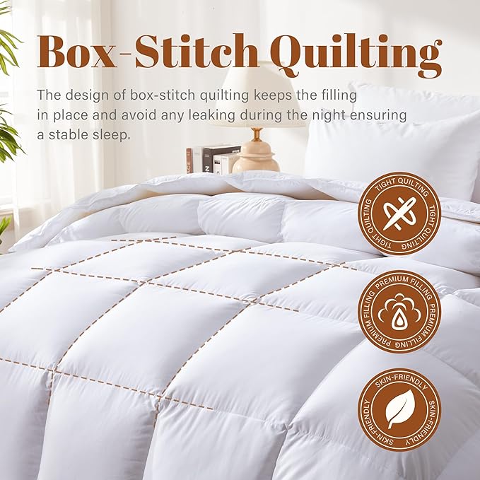 Cosybay Heavyweight California King Size Feather Down Fiber Comforter - Fluffy White Thicker Winter Duvet Insert, Ultra Soft 100% Cotton Cover, Luxury Hotel Bedding with Corner Tabs, 104"x96"