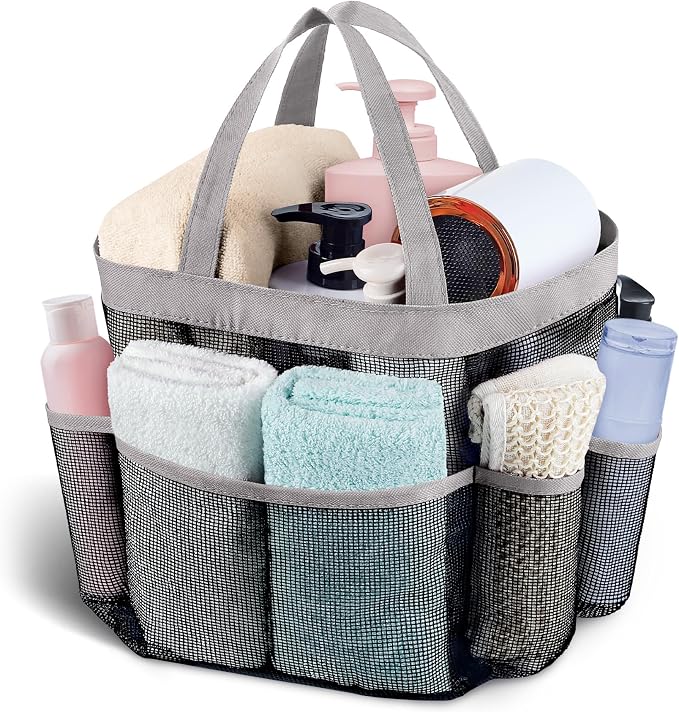 Attmu Mesh Shower Caddy Portable, Quick Dry Hanging Shower Tote Bag for College Dorm Room Essentials, Large Capacity Shower Caddy Dorm for Bathroom Gym Swimming by Attmu