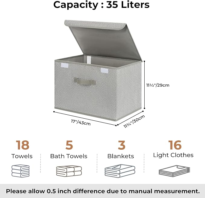 GRANNY SAYS Closet Storage Bins, Storage Boxes with Lids, Clothes Organizing Bins, Lidded Baskets for Toys, Clothing, Gray, Extra Large, 2-Pack - Image 6