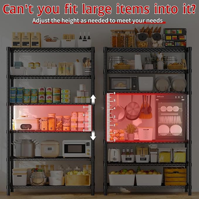 REIBII 6 Tier Wire Shelving,1800LBS Storage Shelves Metal Shelves for Storage Rack,75''H Adjustable Garage Shelving Heavy Duty Shelving Units Pantry Shelf Kitchen,75''HX35.5''WX18''D - Image 8