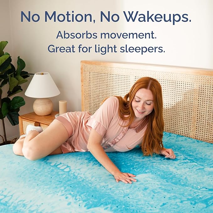 Super Soft Memory Foam Mattress Topper Short Queen Size - 2 Inch Breathable Gel Infused Memory Foam - Plush Feel Ventilated Mattress Pad - Pressure & Pain Relief Bed Topper - CertiPUR-US & Oeko-Tex