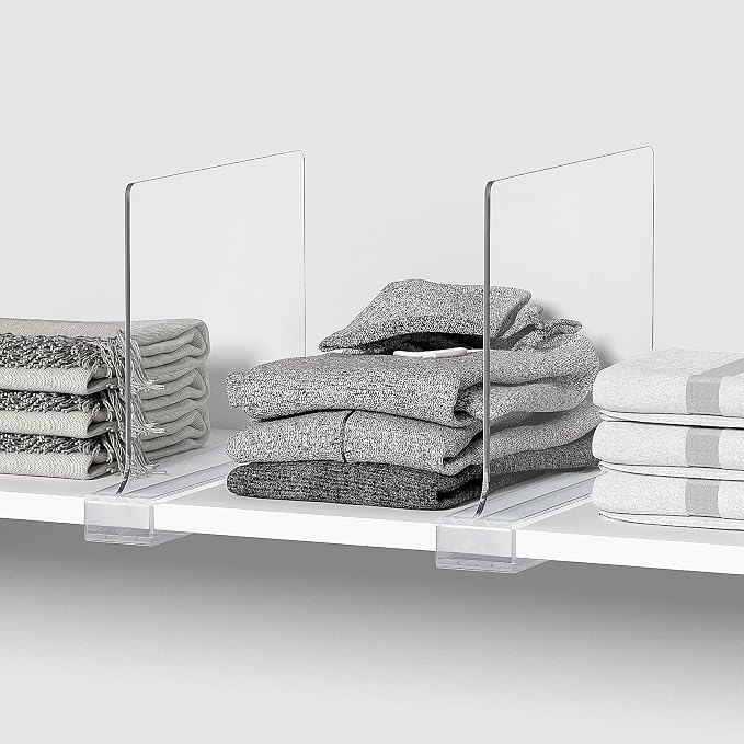 Aolloa 6 PCS Shelf Dividers for Closet Organization Acrylic Clear Closet Shelf Divider for Wooden Shelving Suitable for Wooden or Vertical Shelves Or Bedroom, Kitchen and Office - Image 5
