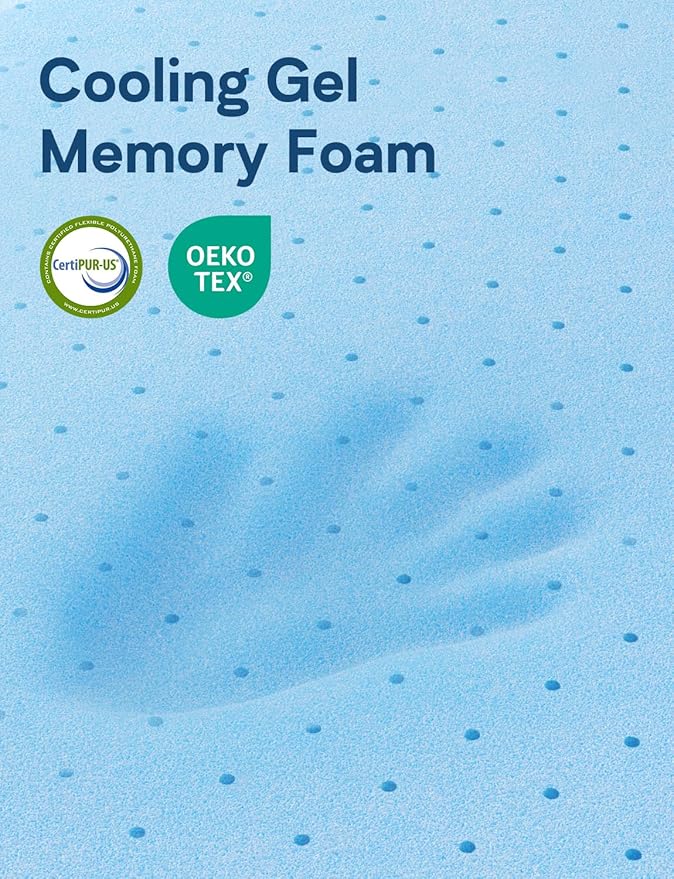 Extra Firm Mattress Topper TwinXL Size, 3 Inch Firm High Density Memory Foam Bed Topper for Back Pain Relief, College Dorm, Gel Bamboo Charcoal Infused Cooling Mattress, Washable Cover CertiPUR-US