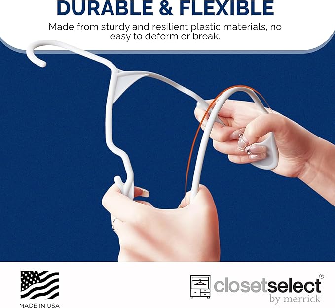 Closetselect Plastic Hangers 50 Pack - Space Saving Clothes Hangers, Made in USA, Durable & Strong Plastic Shirt & Coat Hanger with Notches & Shoulder Grooves, Non-Slip Clothing Hangers | Dark Grape - Image 8