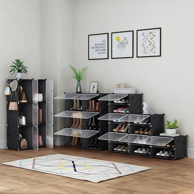 HOMIDEC Shoe Rack Organizer, 6 Tier Storage Cabinet 24 Pair Plastic Shoe Shelves for Closet Hallway Bedroom Entryway - Image 4