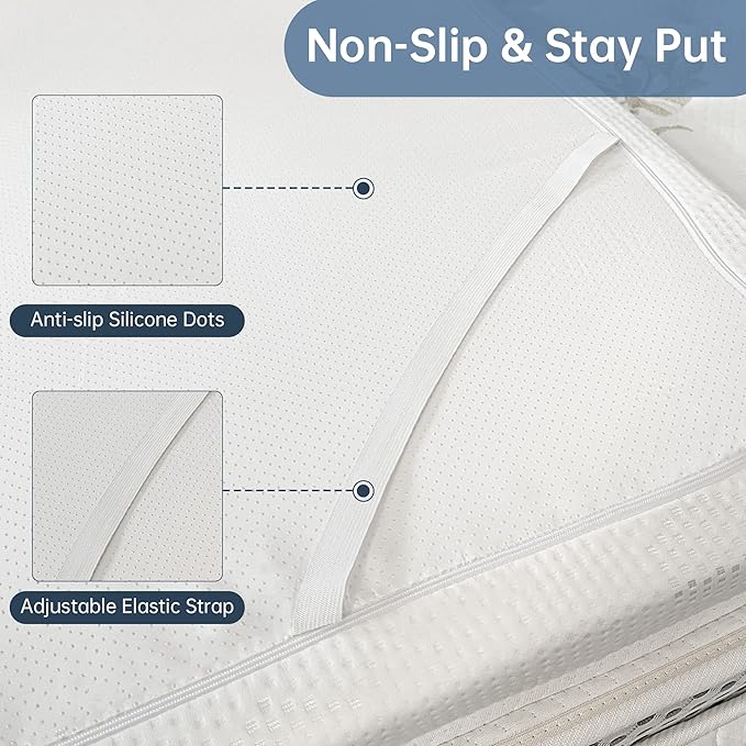 Twin Memory Foam Mattress Topper Ventilated Soft with Removable Cove (3 Inch White, Twin)