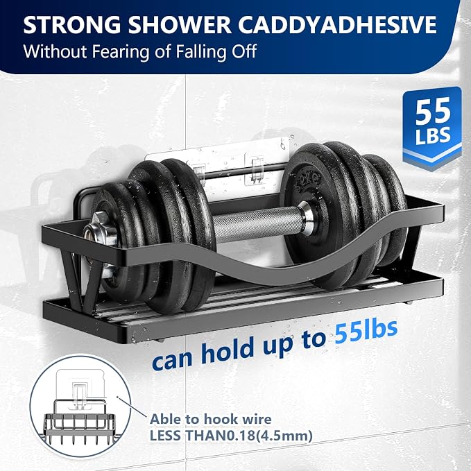Shower Caddy Adhesive Replacement Hooks, Strong Waterproof Strips, No Drilling for Bathroom Shelves, Kitchen Racks, and Soap Holders (Transparent-8Pack 2Hook) - Image 2