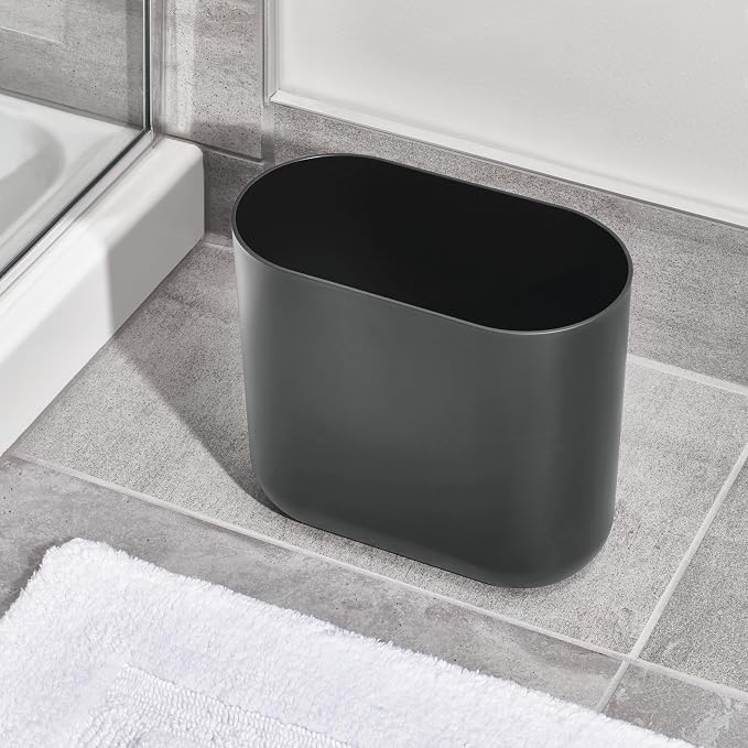 iDesign Small Slim Plastic Bathroom Trash Can, Garbage Can for Bedroom, Office, Desk, Dorm, 2-Pack, Gray - Image 8